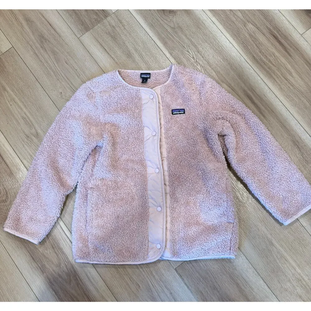 Patagonia girls mauve retro-x fleece bomber jacket